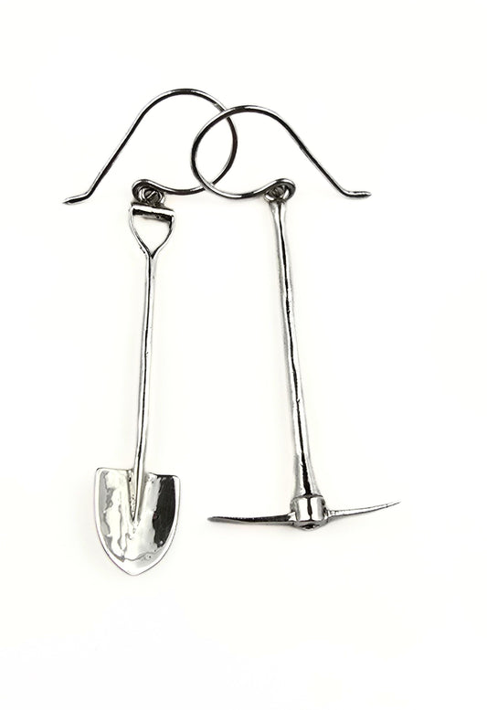 Sterling Silver Pick & Shovel Earrings
